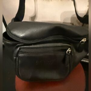 Elegant Black Faux Leather Belt Bag